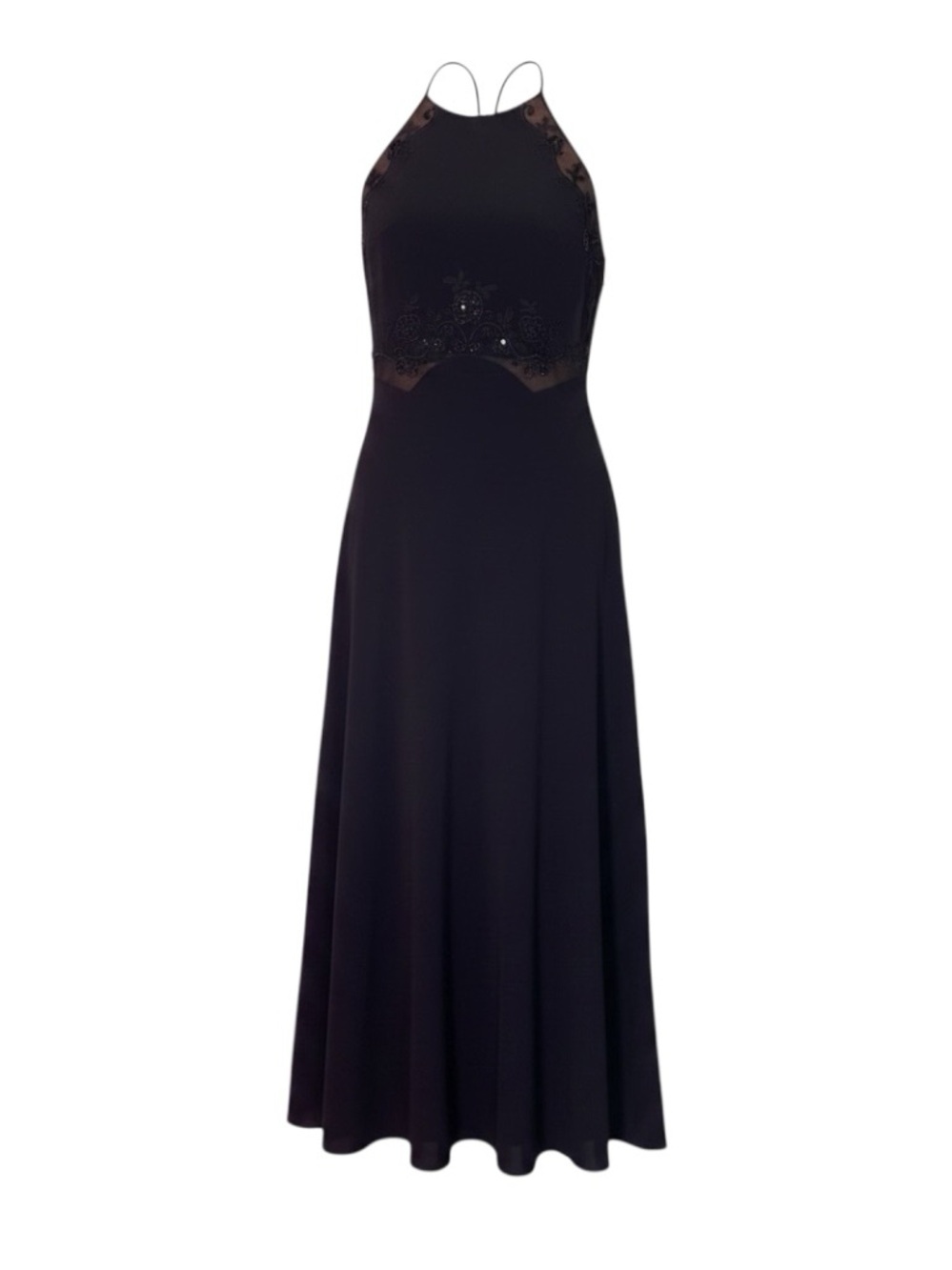 Cache Vintage 90s Beaded Black Evening Gown Dress Women’s 8 US